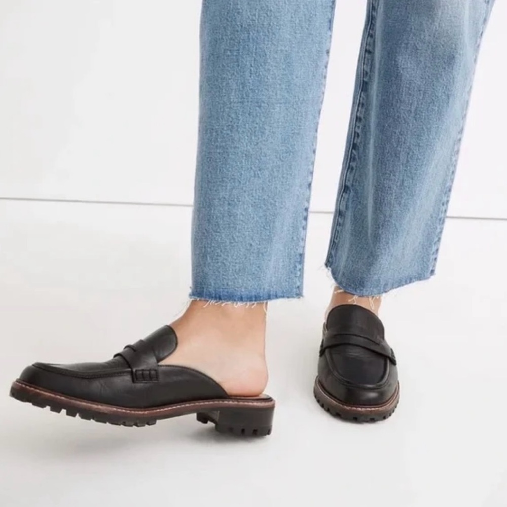 Madewell The Corinne Lugsole Loafer Mule black size 8 new 90s inspired